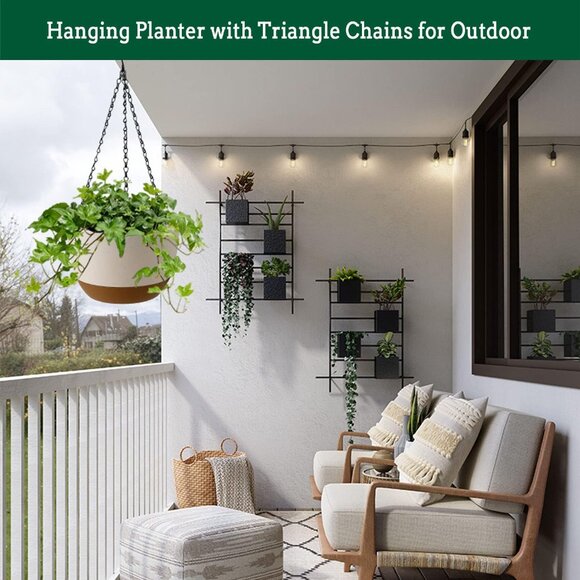 Hanging Planters for Indoor Plants, 2 Pack 10 Inch Self Watering Pots with Macra - Picture 2 of 7
